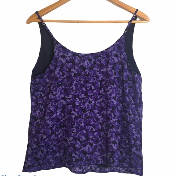 A New Day Purple Floral Lined V Neck Velvet Camisole Adjustable Straps Medium M - Picture 4 of 12